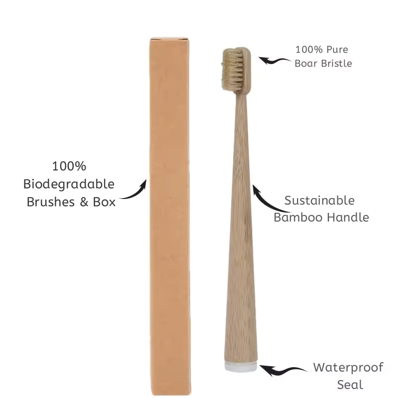 KOTNX 4-Pack Natural Boar Hair Bristle & BambooToothbrush Totally Biodegradable
