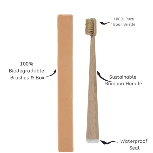 KOTNX 4-Pack Natural Boar Hair Bristle & BambooToothbrush Totally Biodegradable