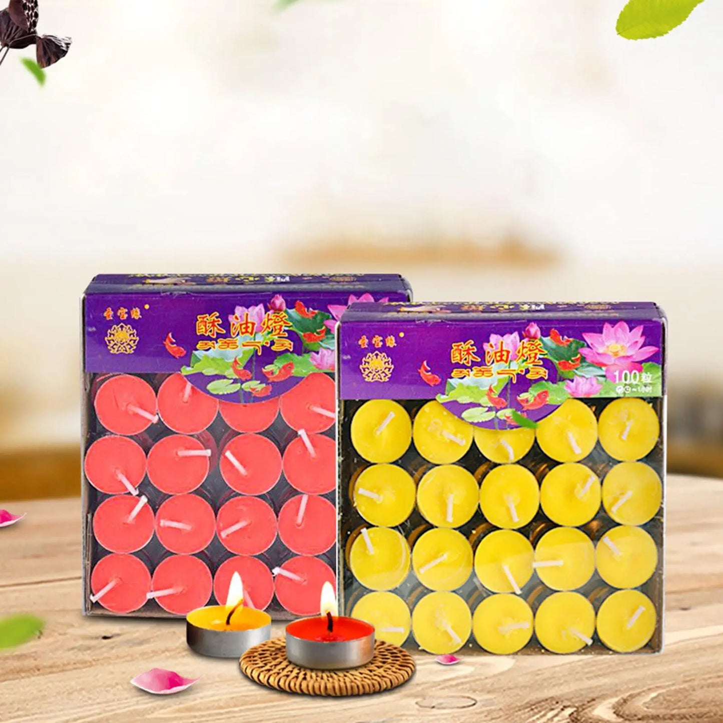 Unscented yellow and red Candles